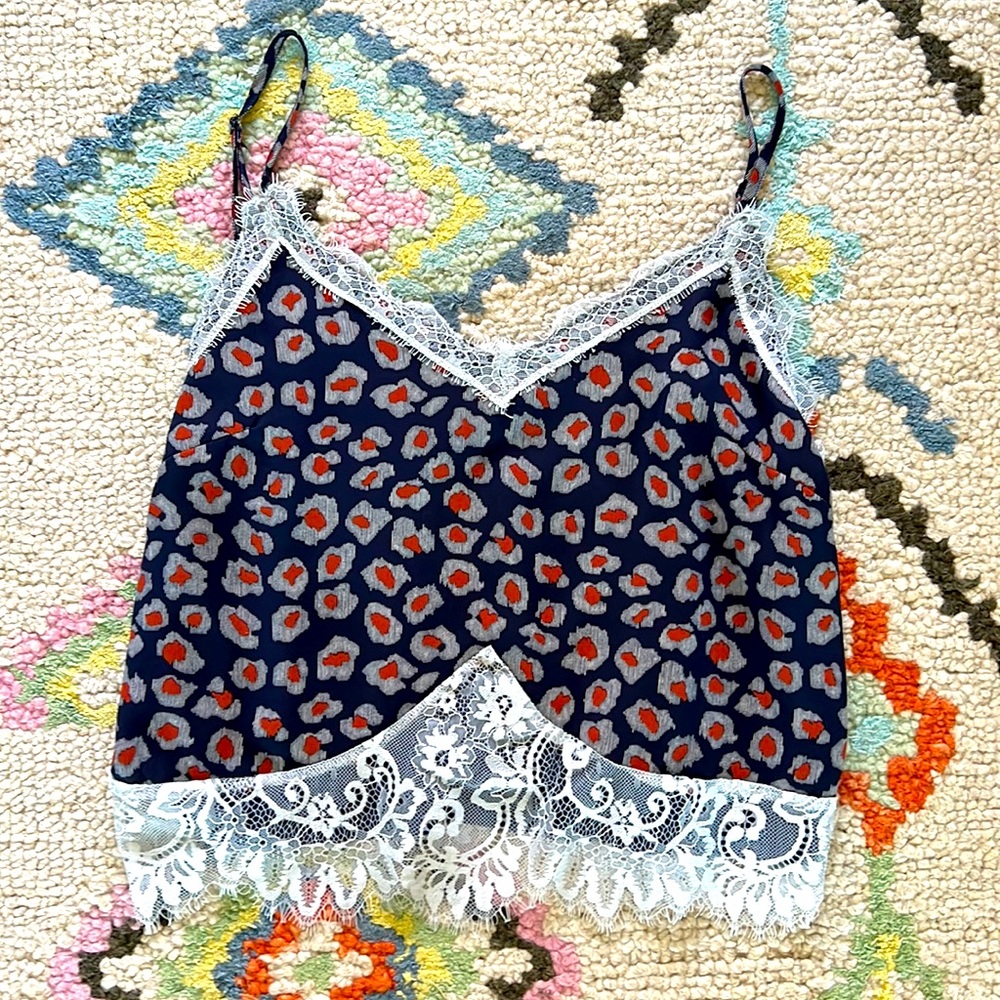 Blue Leopard Silky Cami Top